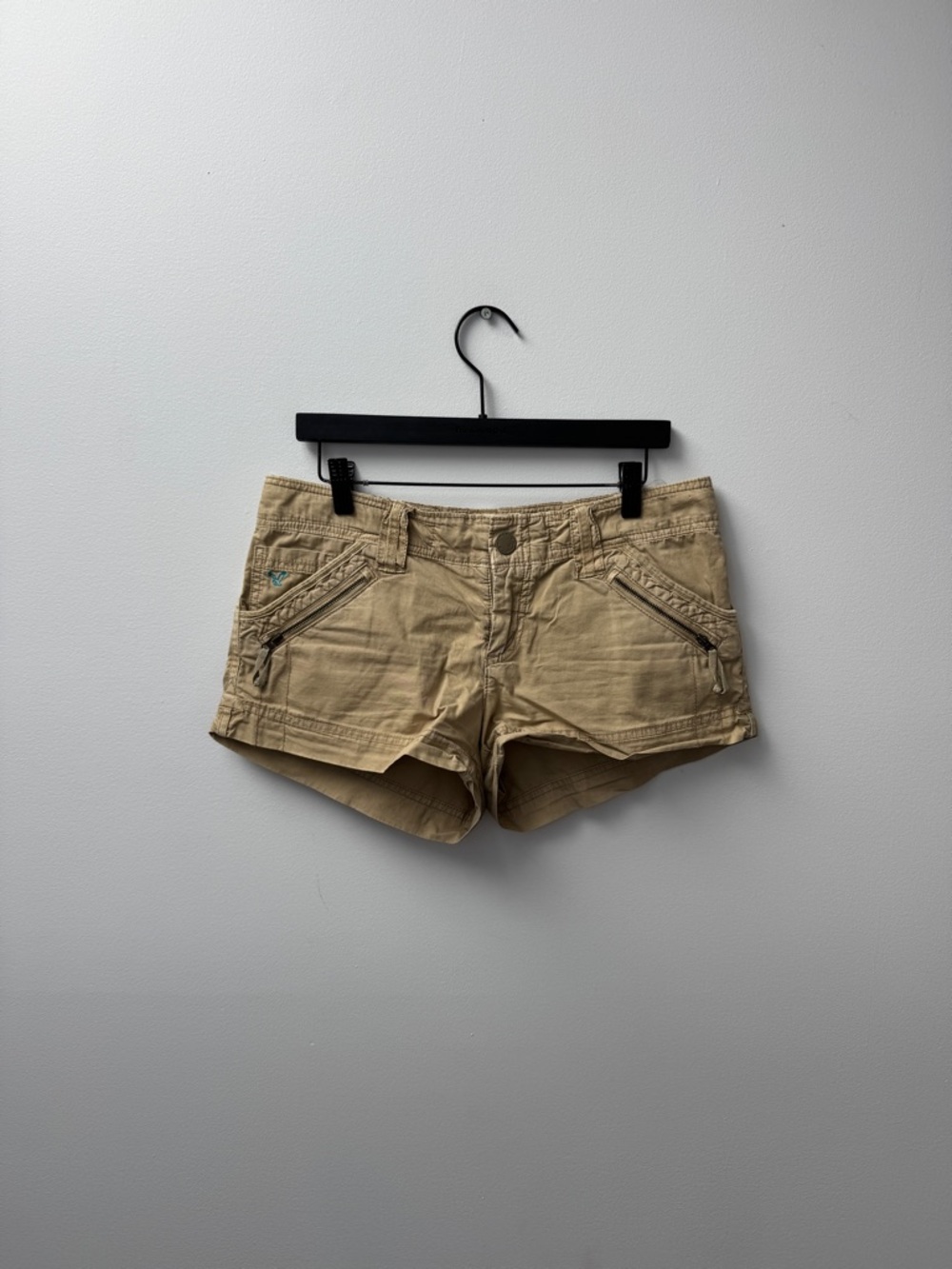 American Eagle Outfitters Tan Cargo mini Zip-Front Shorts